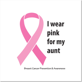 Breast cancer ribbon for aunt with black type Posters and Art